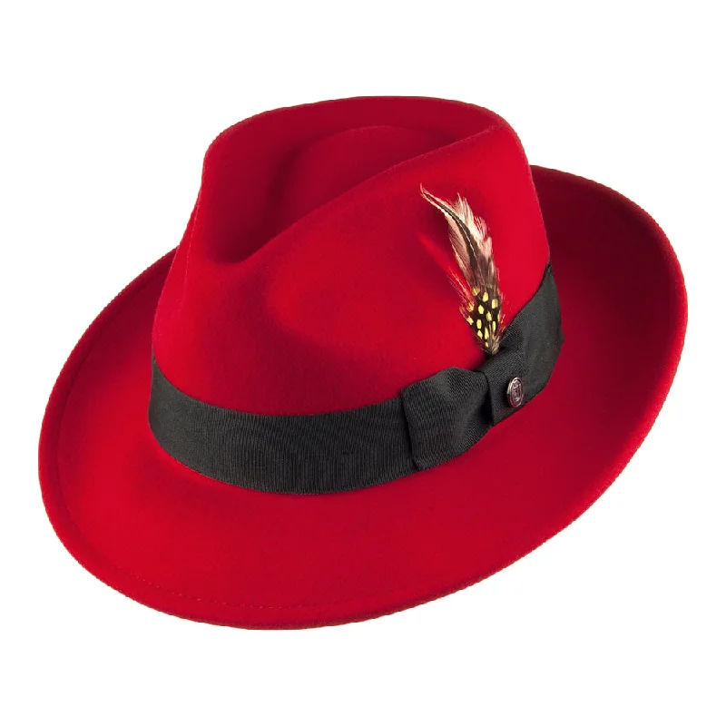 women's lightweight straw hats for summer style-Crushable C-Crown Wool Felt Fedora Hat - Red