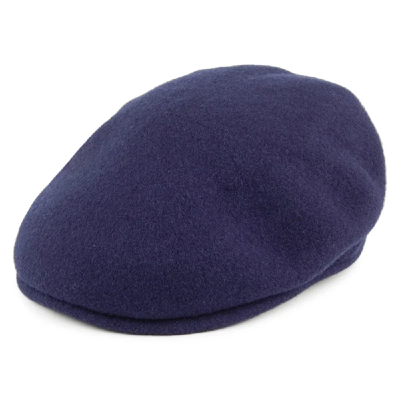 women's statement caps for unique fashion-Classic Wool Flat Cap - Navy Blue