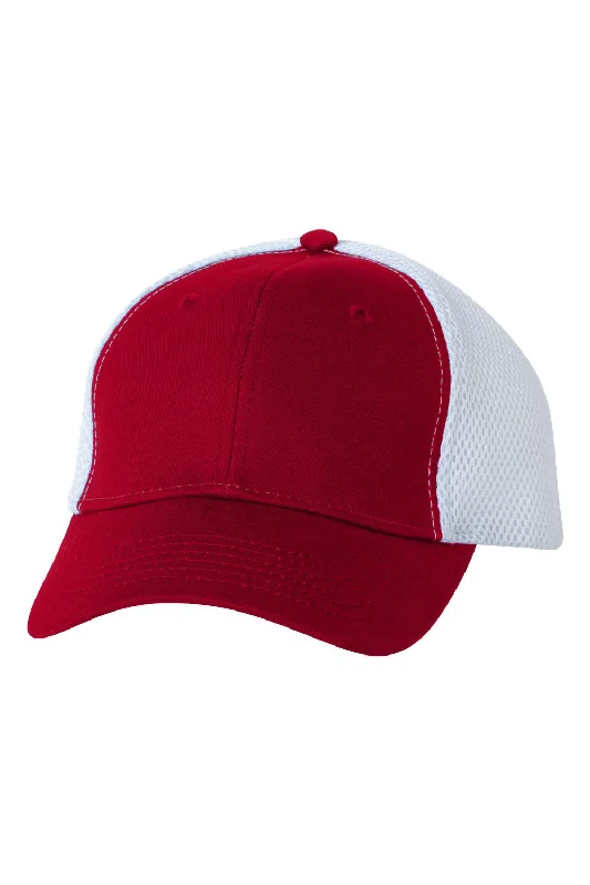 Men's hats for trendy casual wear-mens hats for active days-Sportsman Mens Spacer Mesh Back Adjustable Hat - Red/White