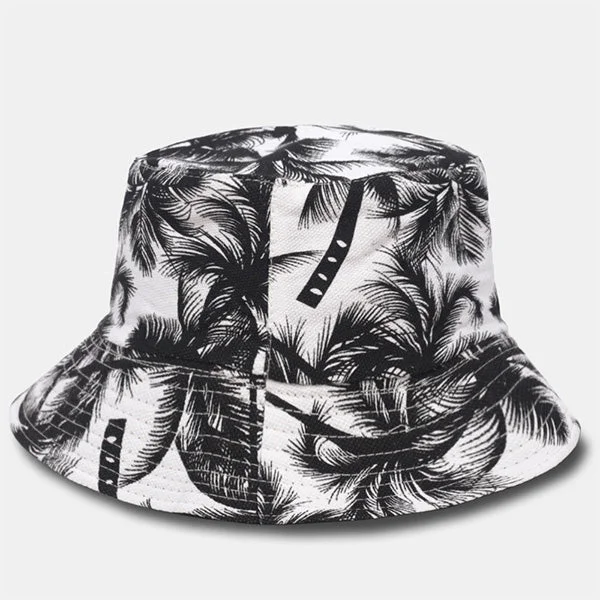 Bucket hats for the ultimate sun and rain protection-Funky Coco Tree Print Bucket Hat Reversible Packable Cap