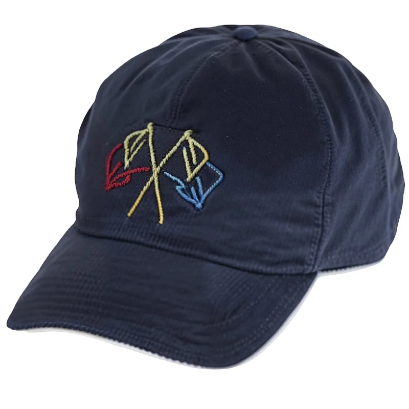 Baseball caps for fans of all sports-Navy Blue with Nautical Flags Logo - Unstructured Baseball Cap