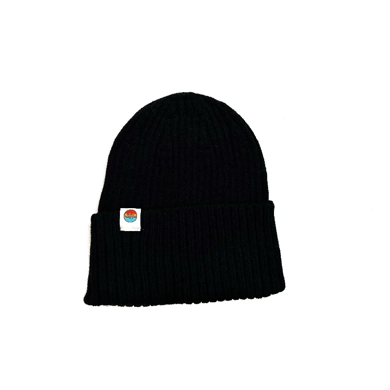 beanies for winter road trips-  Wholesale Ribbed Knit Beanie | Black