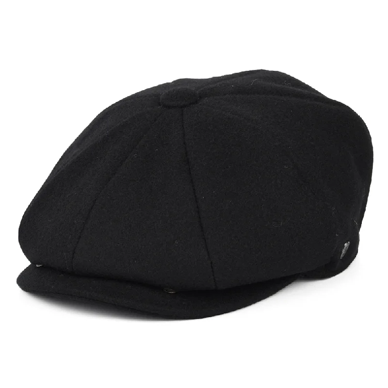 women's beach straw hats for sun protection-Melton Wool Newsboy Cap Black Wholesale Pack