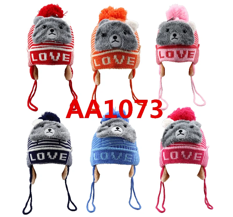 beanies for running and jogging-  Kids Boys Girls Animal Winter Warm Hats Caps Fur Lining W/Earflap AA1073