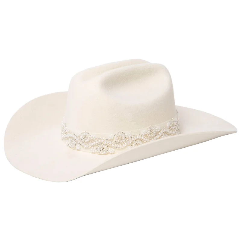 wool hats for heading outdoors in freezing temperatures-womens hats with winter designs-Lust - Women's Cattleman's Crease Cowboy with Pearl & Organza Band