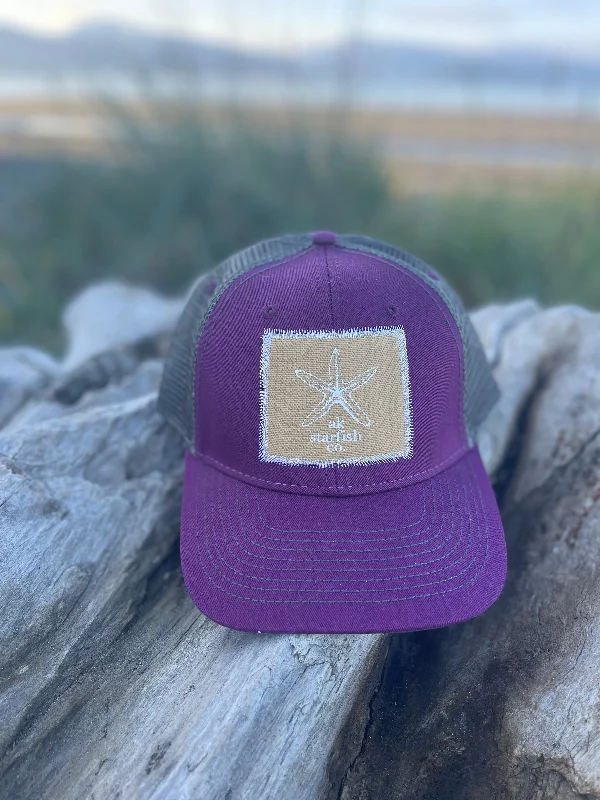 beanies for cold winter nights-  Violet / Slate AK Starfish Co. Patch Hat. $38.00