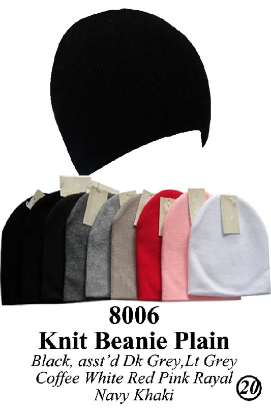 beanies with pompom for extra warmth-  Wholesale Knit Solid Short Plain Beanie Hats H8006