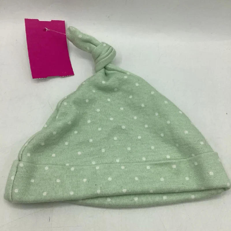 beanies for long walks in snow-  Size NB: Green Polk-a-Dot Baby Hat