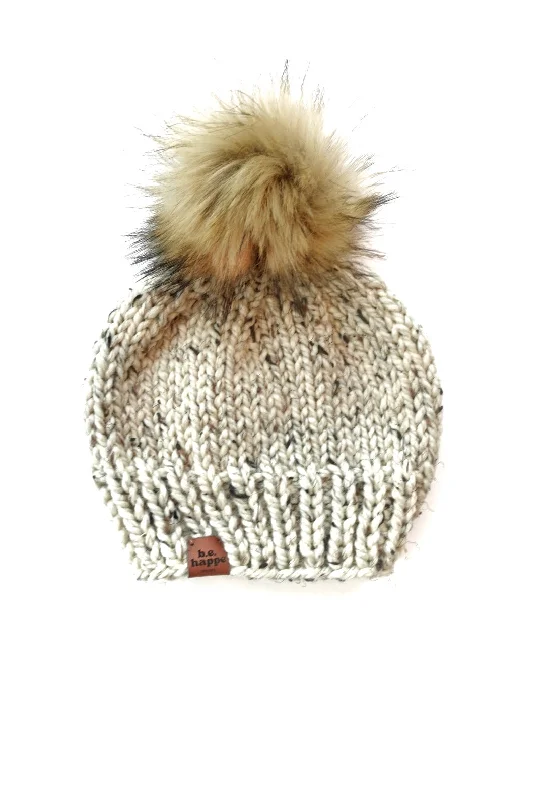 beanies for mountain trips-  Youth Solid Knit Pom Hat | Oatmeal