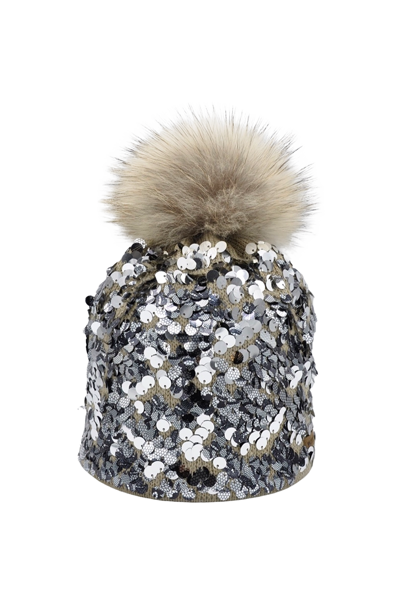 women's wool caps for snow days-Riva Sequin Wool Beanie Hat