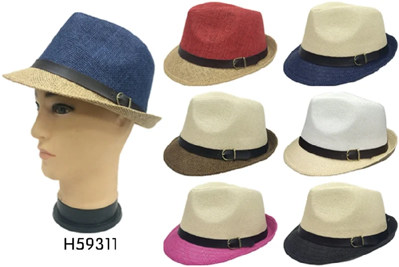 beanies for cool weather-  Wholesale Natural Straw Fedora Hats Unisex H59311