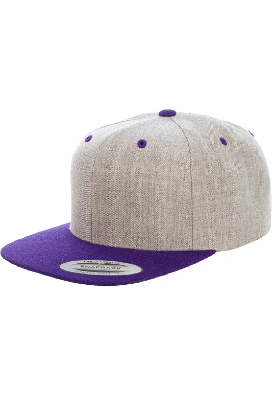 Men's hats for sunblock fashion-mens hats for athletic activities-Yupoong Mens Adjustable Hat - Heather Grey/Purple