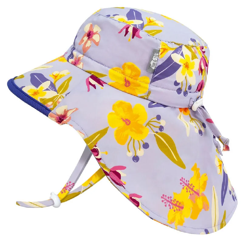 beanies for trendy, chic outfits-  Size M (6-24m): Jan & Jul Aqua Dry Adventure Hat - Tropical Bloom