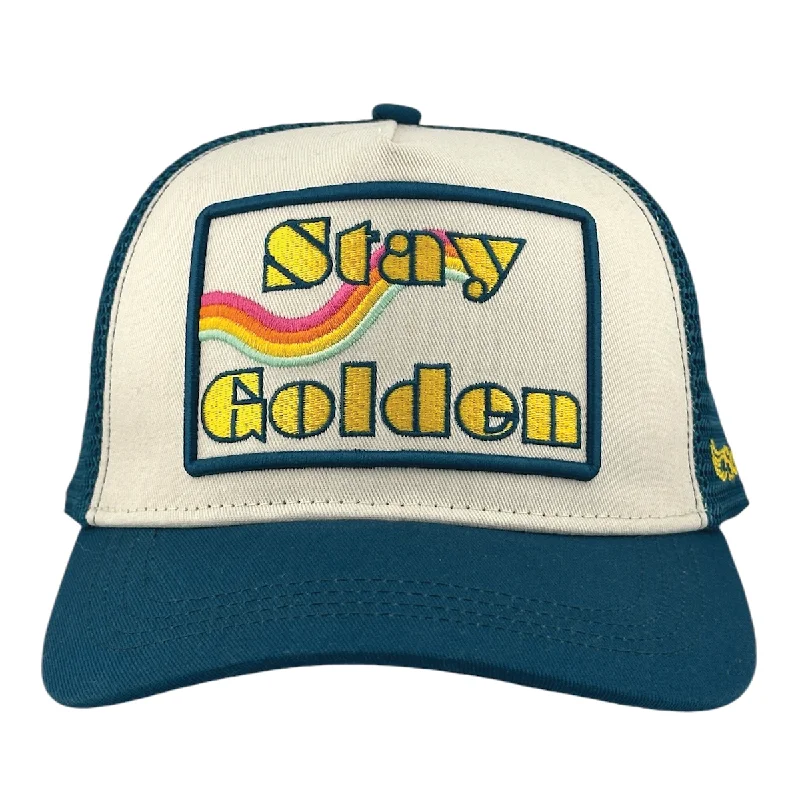 hand-knitted beanies-  Stay Golden Trucker - Teal