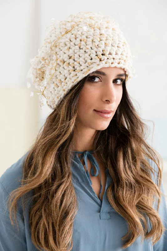 beanies with faux fur-  Sparkle Snow Bunny Hat (Crochet)