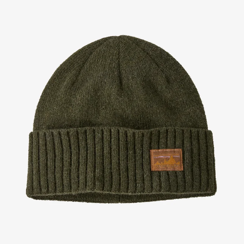 beanies with detailed stitching-  Patagonia Brodeo Beanie-73 Skyline: Pine Needle Green