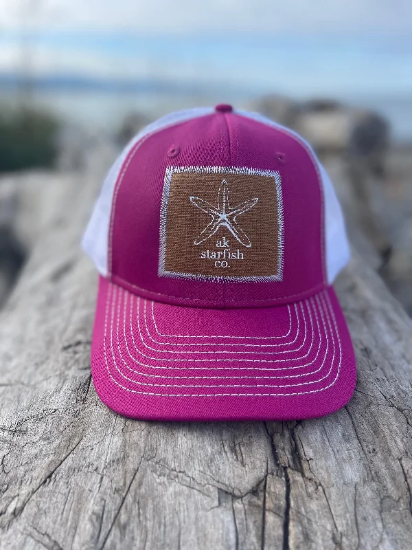 beanies for kids-  Fireweed / White AK Starfish Co. Patch Hat. $38.00