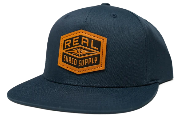 beanies for daily wear-  REAL Shred Supply Leather Patch Hat-Navy