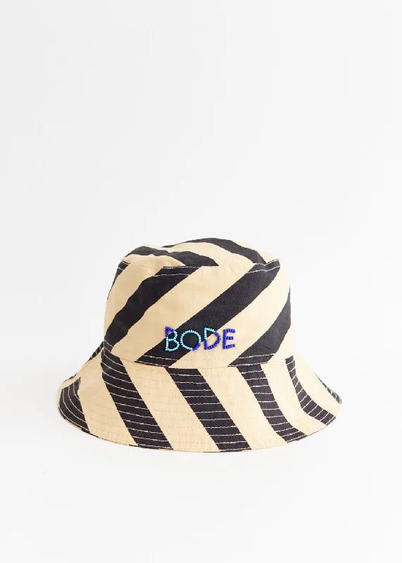 Bucket hats with graphics for added style-Domino Stripe Bucket Hat