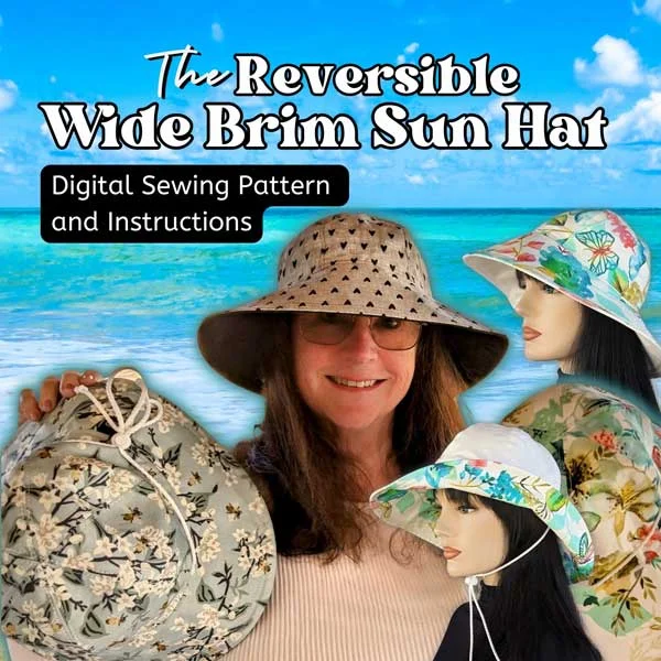 beanies for holiday style-  Reversible Wide Brim Sun Hat, sewing pattern and instructions, digital format