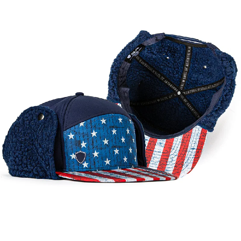 beanies for snowy mountain hikes-  Billed Trapper Hat | American Flag PreOrder