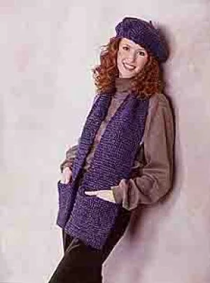 beanies for fashion-  Knit Beret & Scarf