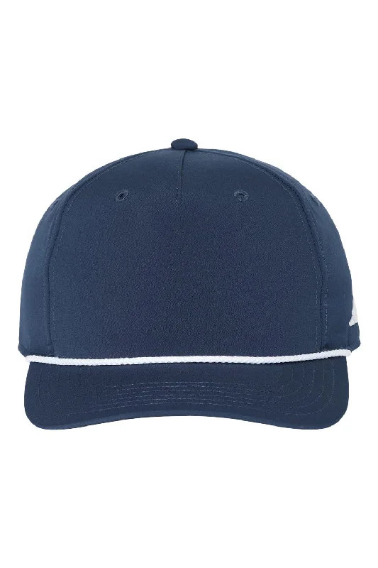 Men's hats for summer sports-mens hats for summer sports-Adidas Mens Sustainable Moisture Wicking Rope Snapback Hat - Collegiate Navy Blue