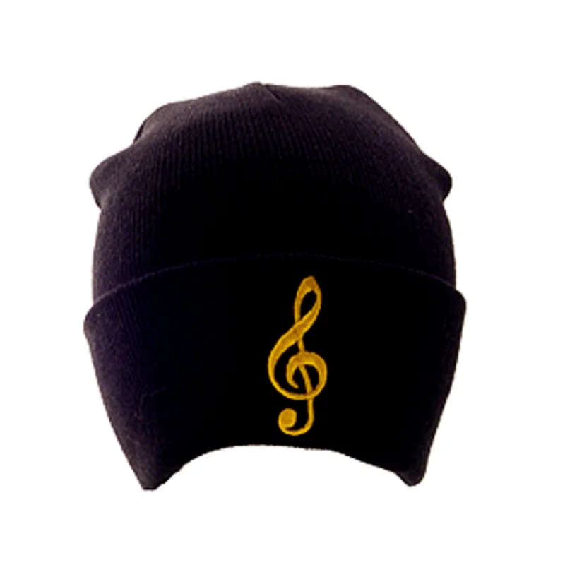 beanies with different textures-  Treble Clef Winter Hat