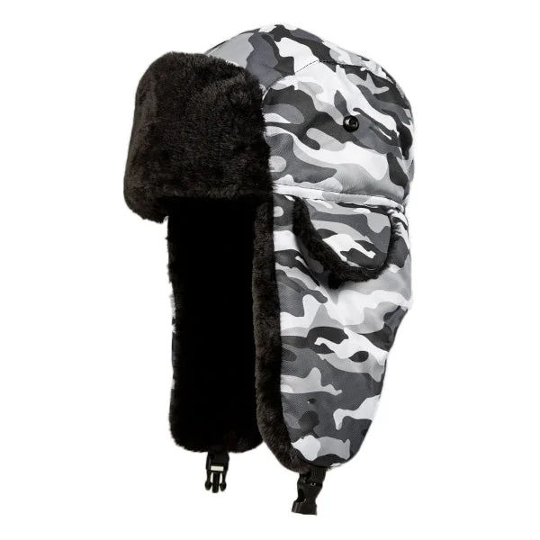 wool beanies for winter-  Trapper Hat | Snow Military Camo PreOrder