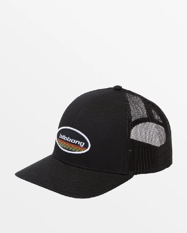 beanies with vibrant colors-  Billabong Walled Trucker Hat-Black