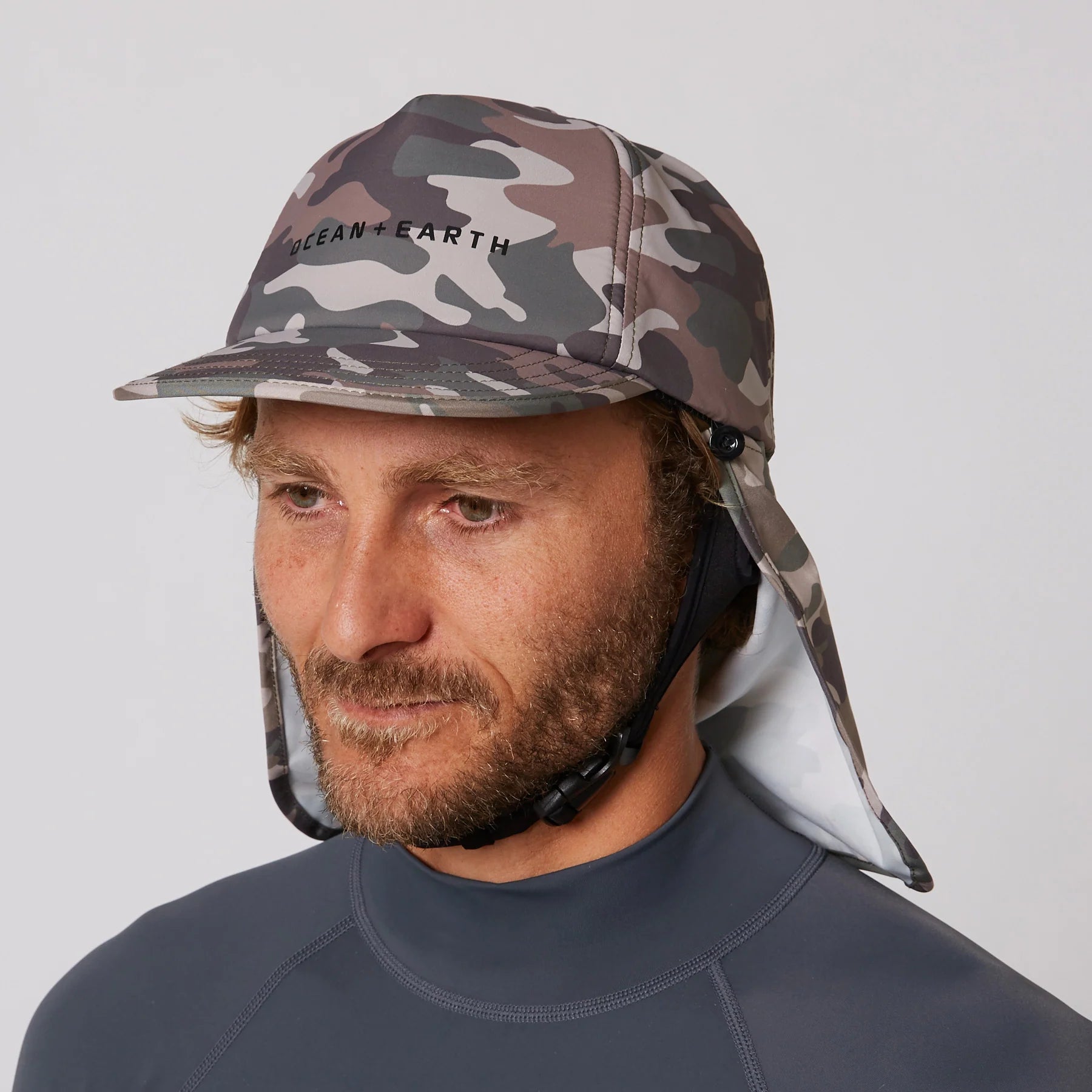 beanies with comfy lining-  O&E Indo Bingin Strapback Legionnaire Surf Hat - Camo