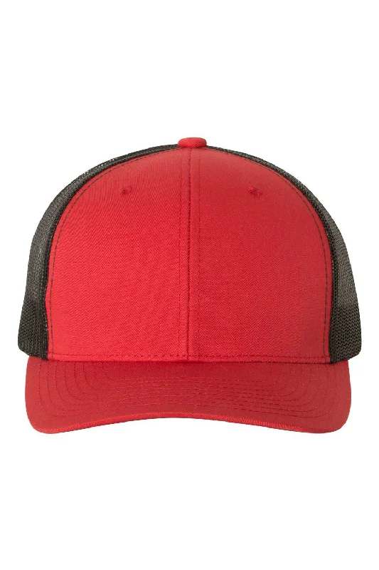 Men's hats for outdoor sporting trips-mens hats high-end designs-Yupoong Mens Adjustable Trucker Hat - Red/Black