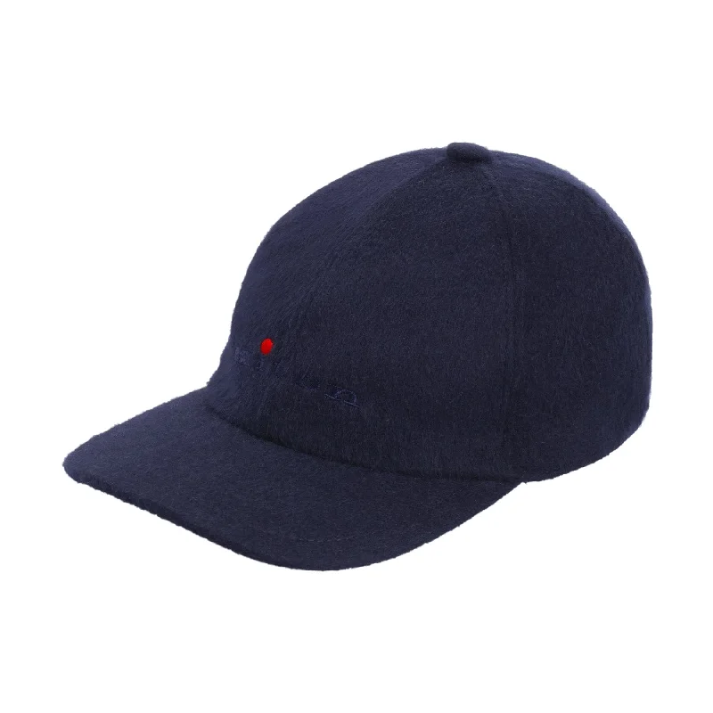 Baseball caps with patterns for trendy looks-Logo-Embroidered Cashmere Baseball Cap in Dark Blue