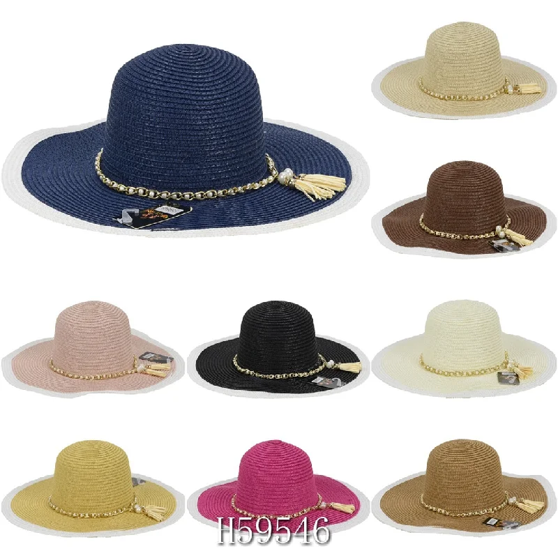 beanies for women with pompom-  Wholesale Summer Sun Straw Hat Floppy Beach Cap H59546