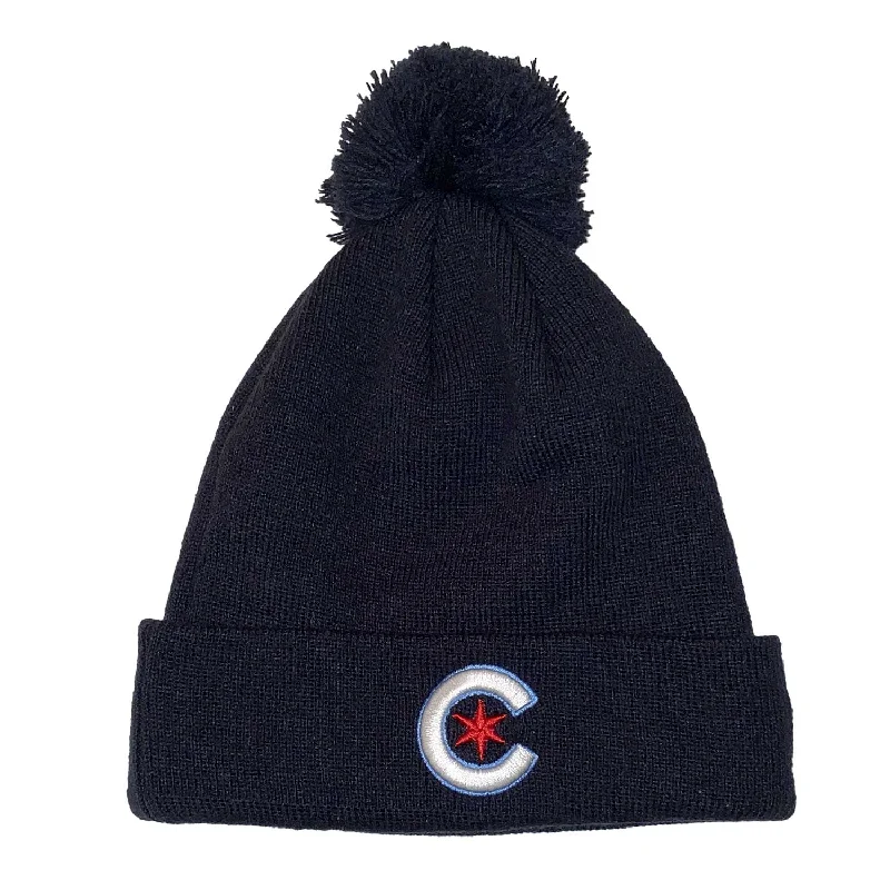 beanies with ribbed texture-  Chicago Cubs City Connect Knit Hat