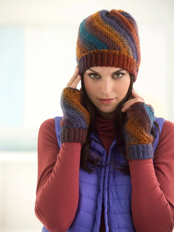 stylish beanies-  Shaded Hat And Wristers (Crochet)