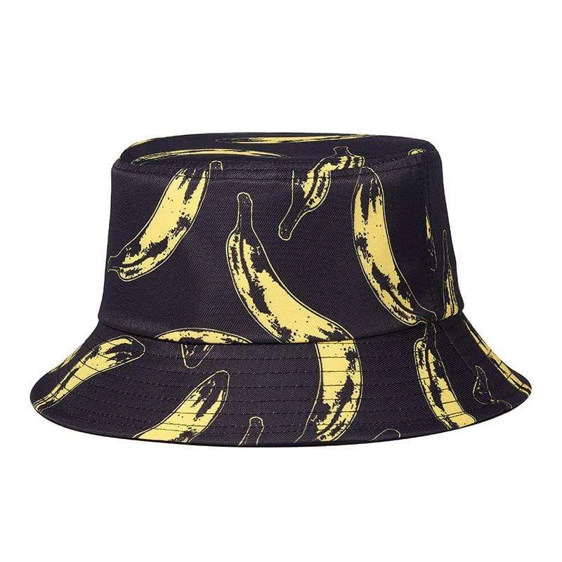 Bucket hats for fun days in the sun-Men's Banana Printed Sun Protection Floppy Visor Bucket Hat