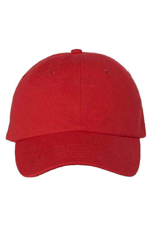 Men's hats for fall fashion trends-mens hats for summer vacation-Valucap Mens Bio-Washed Chino Twill Adjustable Hat - Red