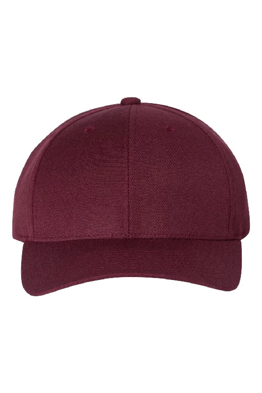 Men's hats for stylish daily snow wear-mens hats fashionable for everyday wear-Yupoong Mens Premium Curved Visor Snapback Hat - Maroon