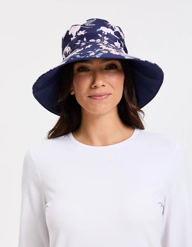 chunky knit beanies for winter-  Wide Brim Printed Swim Sun Hat UPF 50+