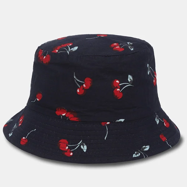 Bucket hats for trendy outdoor activities-Unisex Reversible Packable Bucket Hat Cherry Fruit Printting