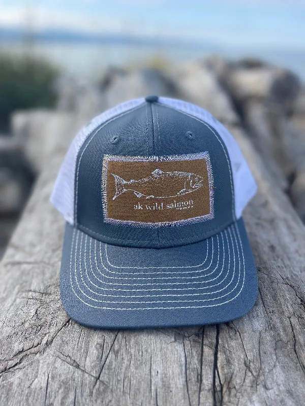 beanies for hiking and backpacking-  Roost / White AK Wild Salmon Patch Hat. $38.00