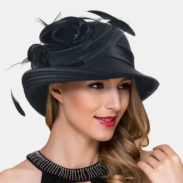 wool hats for wearing during winter outdoor fun-womens hats with fashionable details-Women Church Kentucky Derby Dress Hats S608