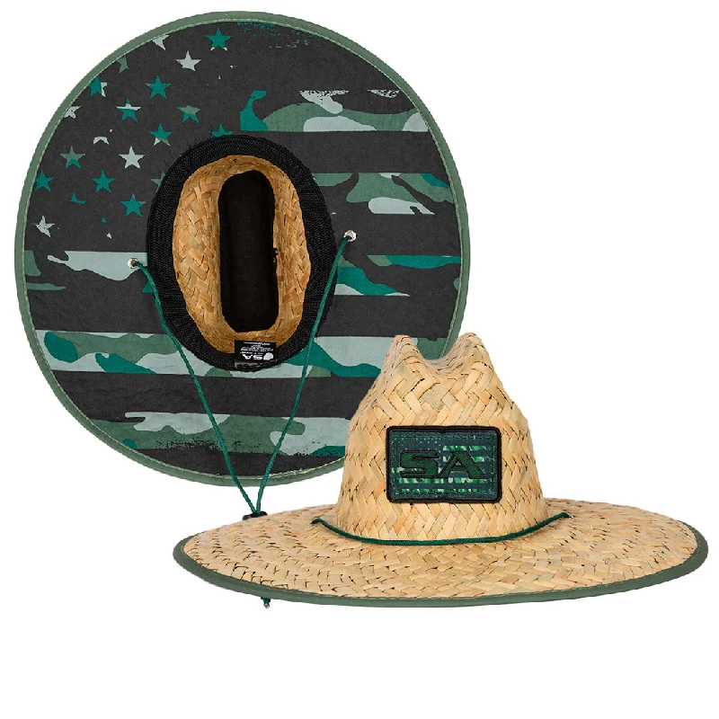 beanies with unique styles-  Under Brim Straw Hat | Patriot Military Camo 2.0