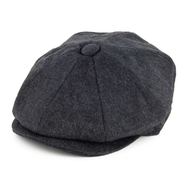 women's beach accessories for sun protection-Pure Wool Harlem Newsboy Cap - Charcoal