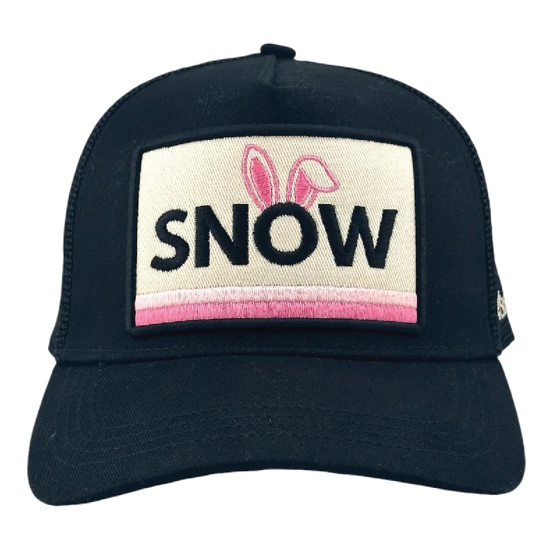 beanies for women with pompom-  Snow Bunny Trucker - Black