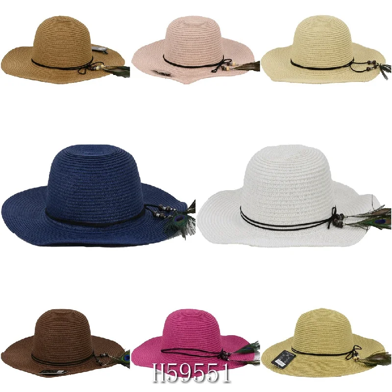 Bucket hats for fashion-conscious outdoor enthusiasts-Wholesale Summer Sun Straw Bucket Hat Floppy Beach Cap, ‎H59551