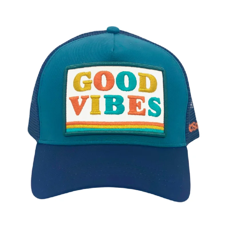 beanies for kids-  Good Vibes Trucker - Teal/Blue