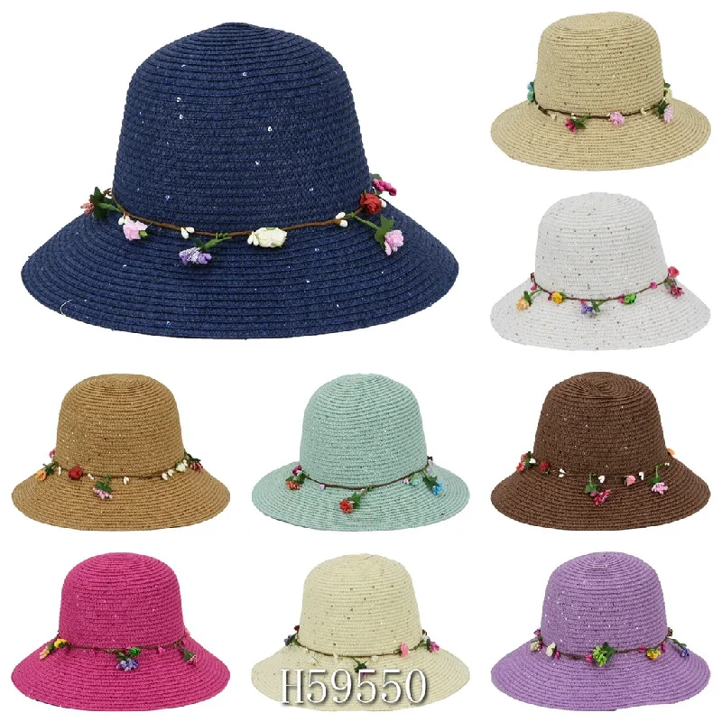 Bucket hats for protecting your face in hot sun-Wholesale Summer Sun Straw Fedora Bucket Hats H59550