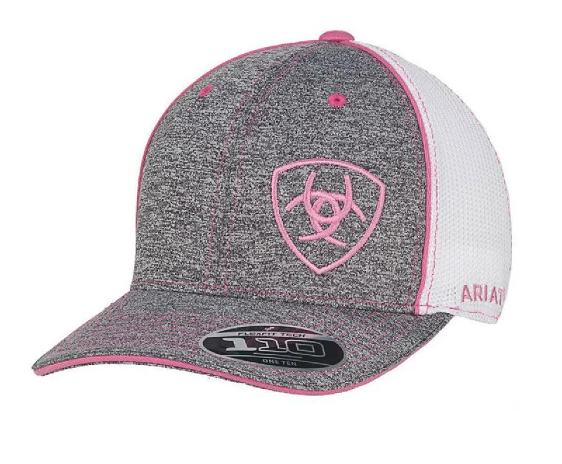 Baseball caps for hot summer days-MF Western Ariat Womens Hat Baseball Cap Mesh Snap Back Logo Grey Style 1504930